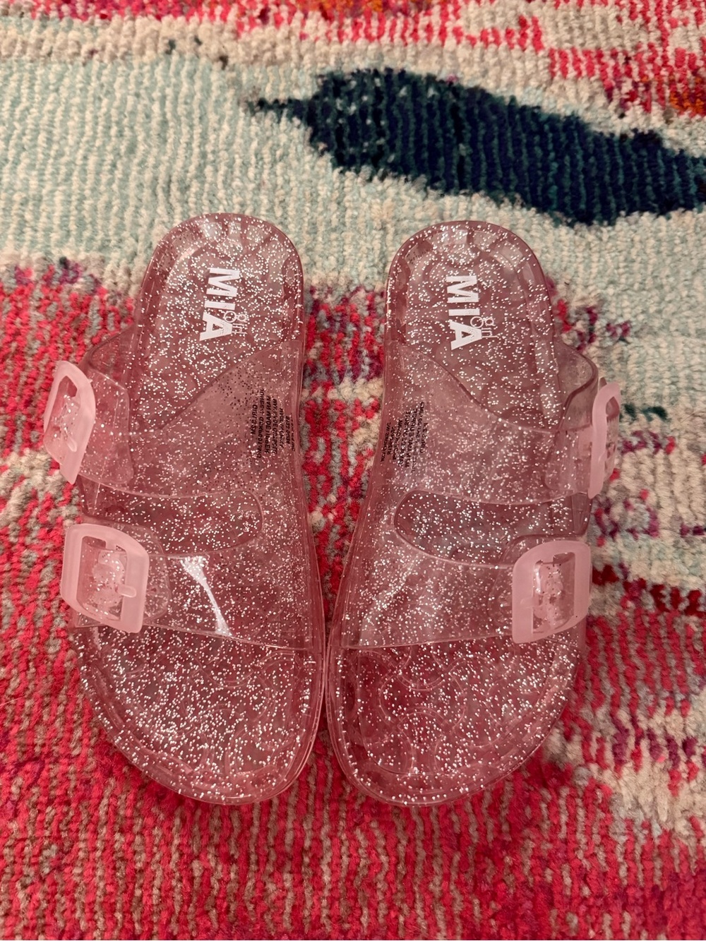 MIA Girls Sparkle Pink Jelly Slide Sandals